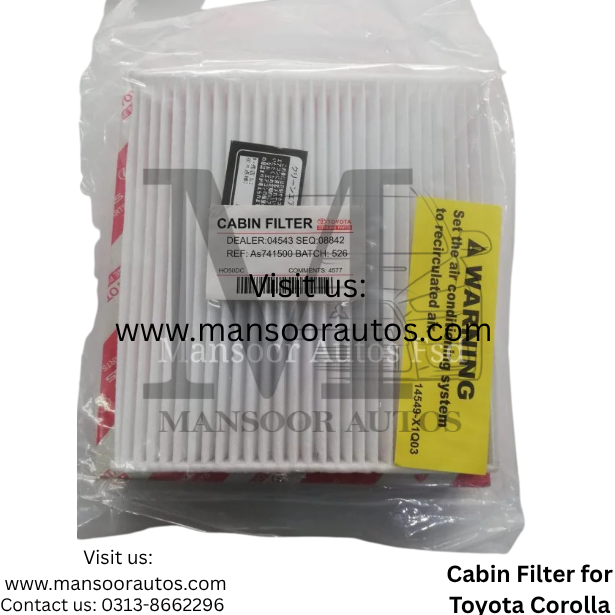 Cabin Filter for Toyota Corolla 2003-08
