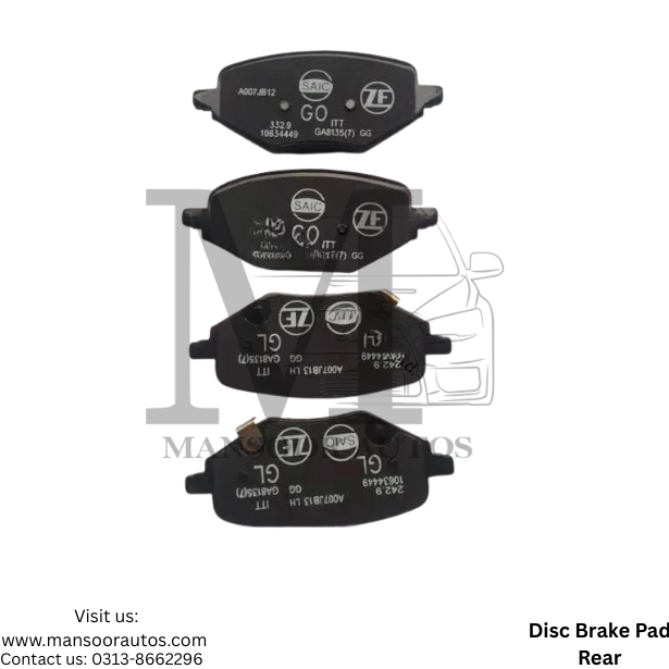 Disc Brake Pad Rear MG HS Rear 2019-2025